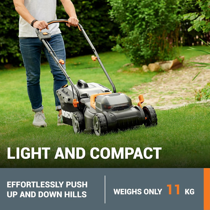 WORX WG779E Cordless 34cm 20v MAX Rotary Lawnmower - 2 Batteries