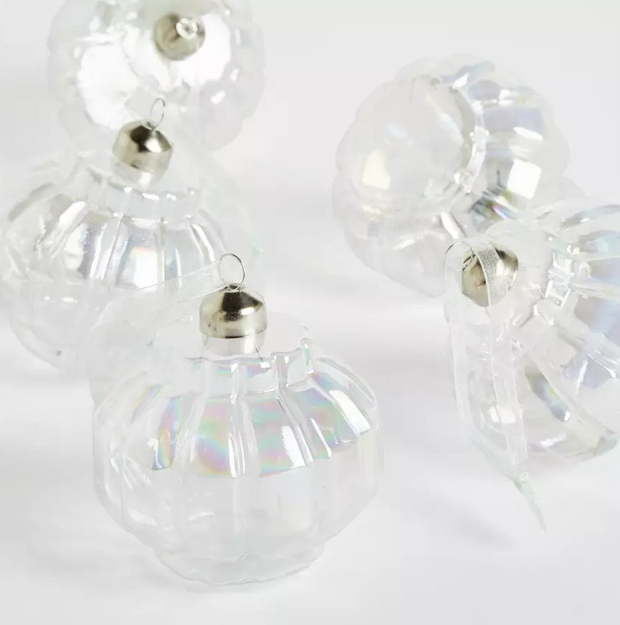 Habitat Pack of 6 Iridescent Shaped Glass Christmas Tree Baubles Decoration
