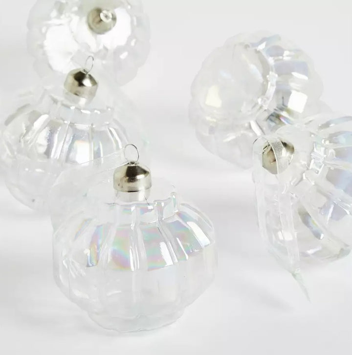 Habitat Pack of 6 Iridescent Shaped Glass Christmas Tree Baubles Decoration