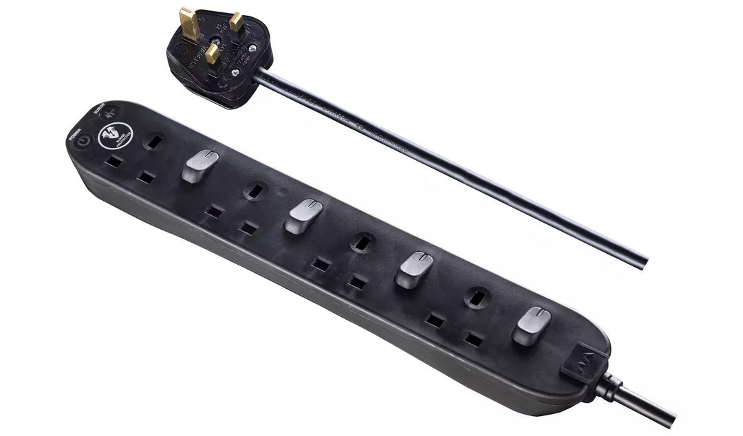 1m Surge Switched Protected Extension Lead - Black