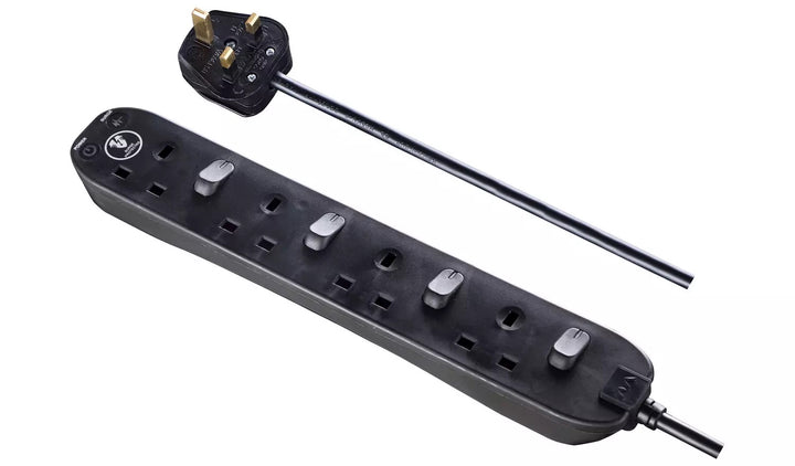1m Surge Switched Protected Extension Lead - Black