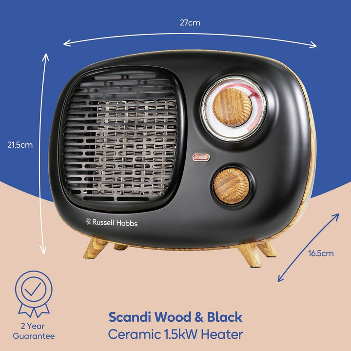 Russell Hobbs Scandi Wood / Black 1.5kW Retro Heater