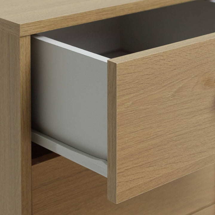 Home Malibu 3 Drawer Bedside Table - Oak Effect