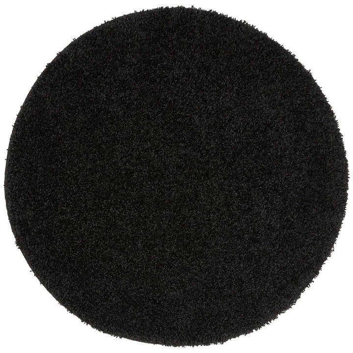 Buddy Washable Mat Plain Round Black Cut Pile Rug - 100cm