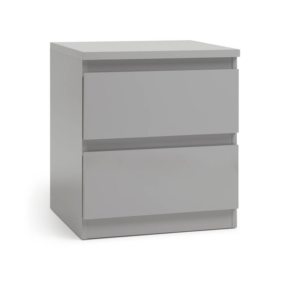 Home Jenson 2 Drawer Bedside Table - Grey Gloss