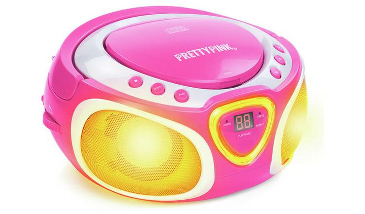 Pretty Pink Boombox CD FM/MW Radio - Pink