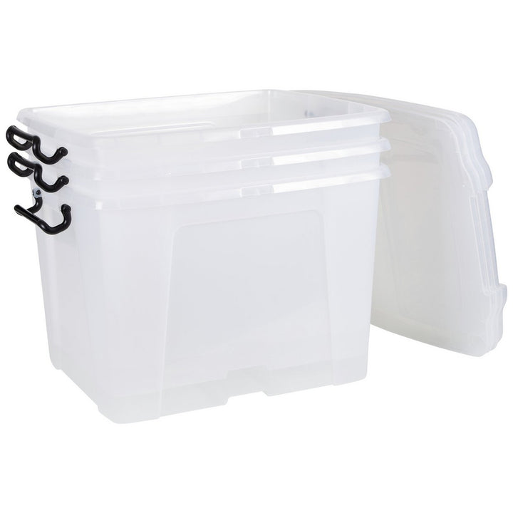 Strata Smart 3 x 40L Plastic Storage Boxes with Lid - Clear