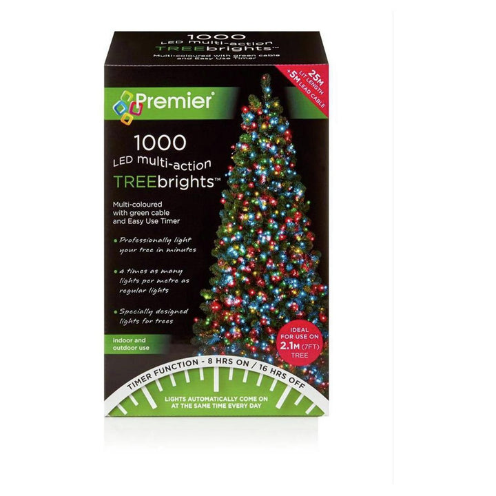 Premier Decorations 1000 Lights with Timer - Multicoloured