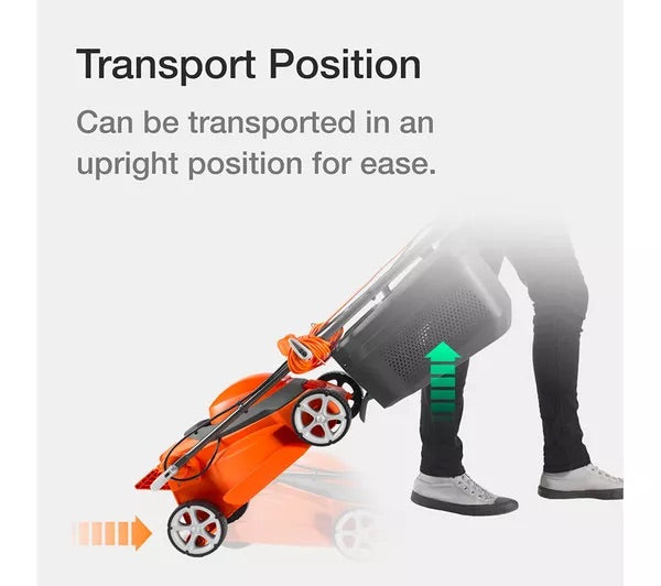 Flymo EasiStore 300R Corded Rotary Lawn Mower - Orange &amp; Grey