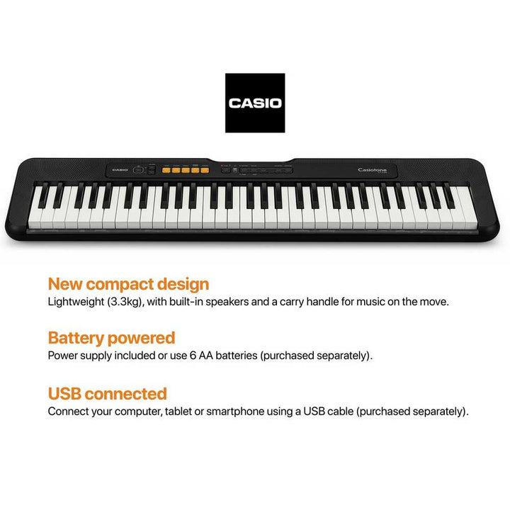 Casio Beginners Slimline Full Size Portable Keyboard - Black