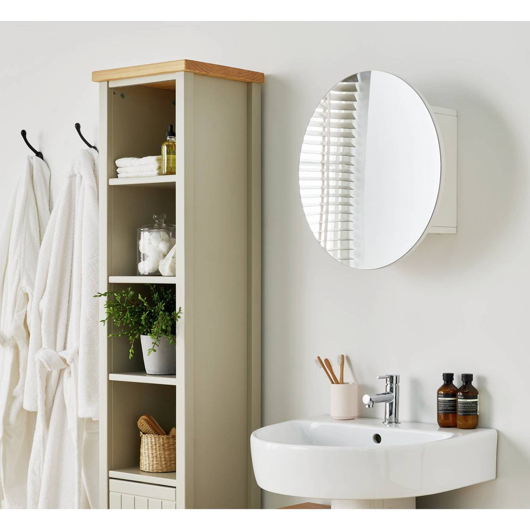 Home Round Mirrored Wall Cabinet