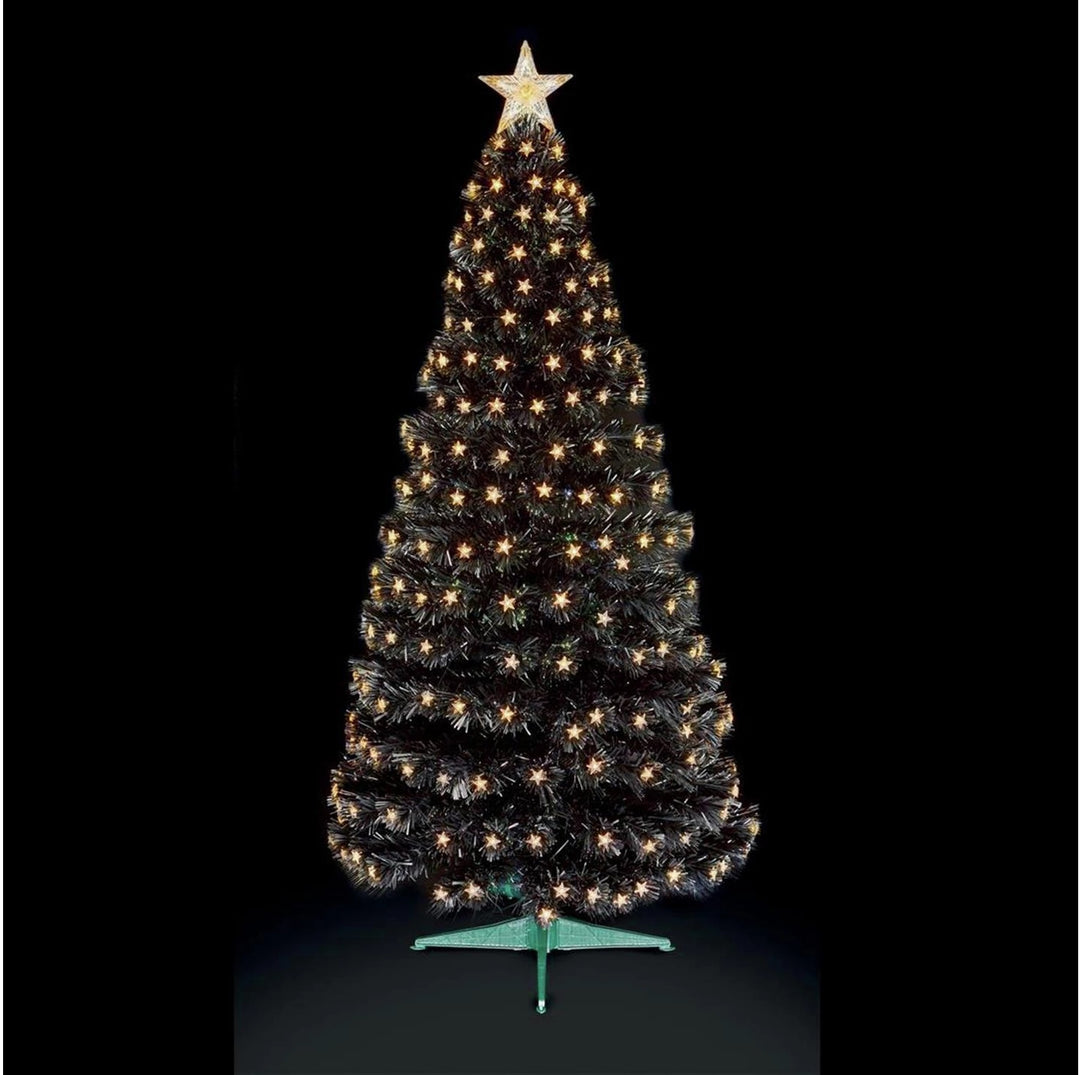 Premier Decorations 5ft Christmas Tree With Pre Lit White Star Lights - Black