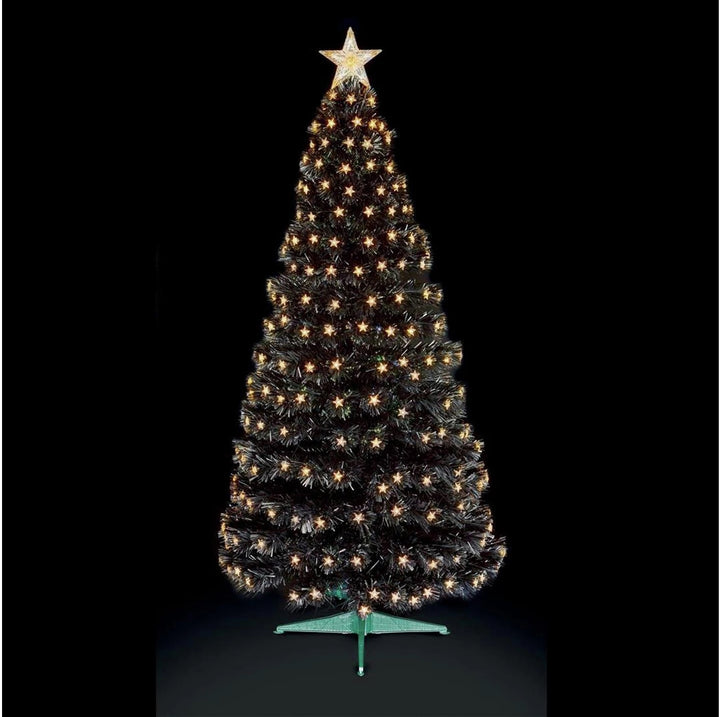 Premier Decorations 5ft Christmas Tree With Pre Lit White Star Lights - Black