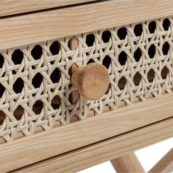 Habitat Mornington Rattan 1 Drawer Bedside Table - Oak