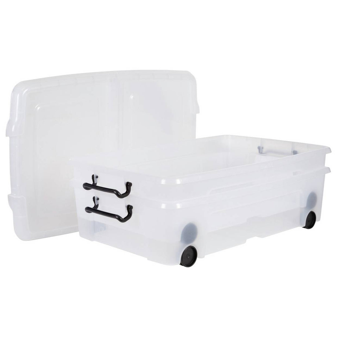 Strata 2 X 35L Wheeled Underbed Storage Boxes - Clear