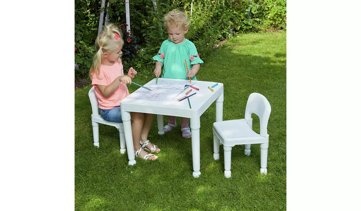 Liberty House Toys Kids Plastic Table & 2 Chairs - White