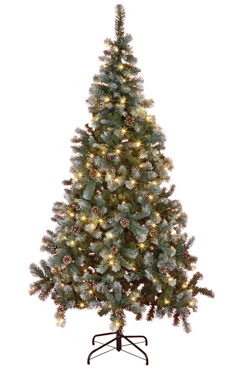 Habitat 7ft Pre lit Blue Oscar Pine Cone Christmas Tree - Green
