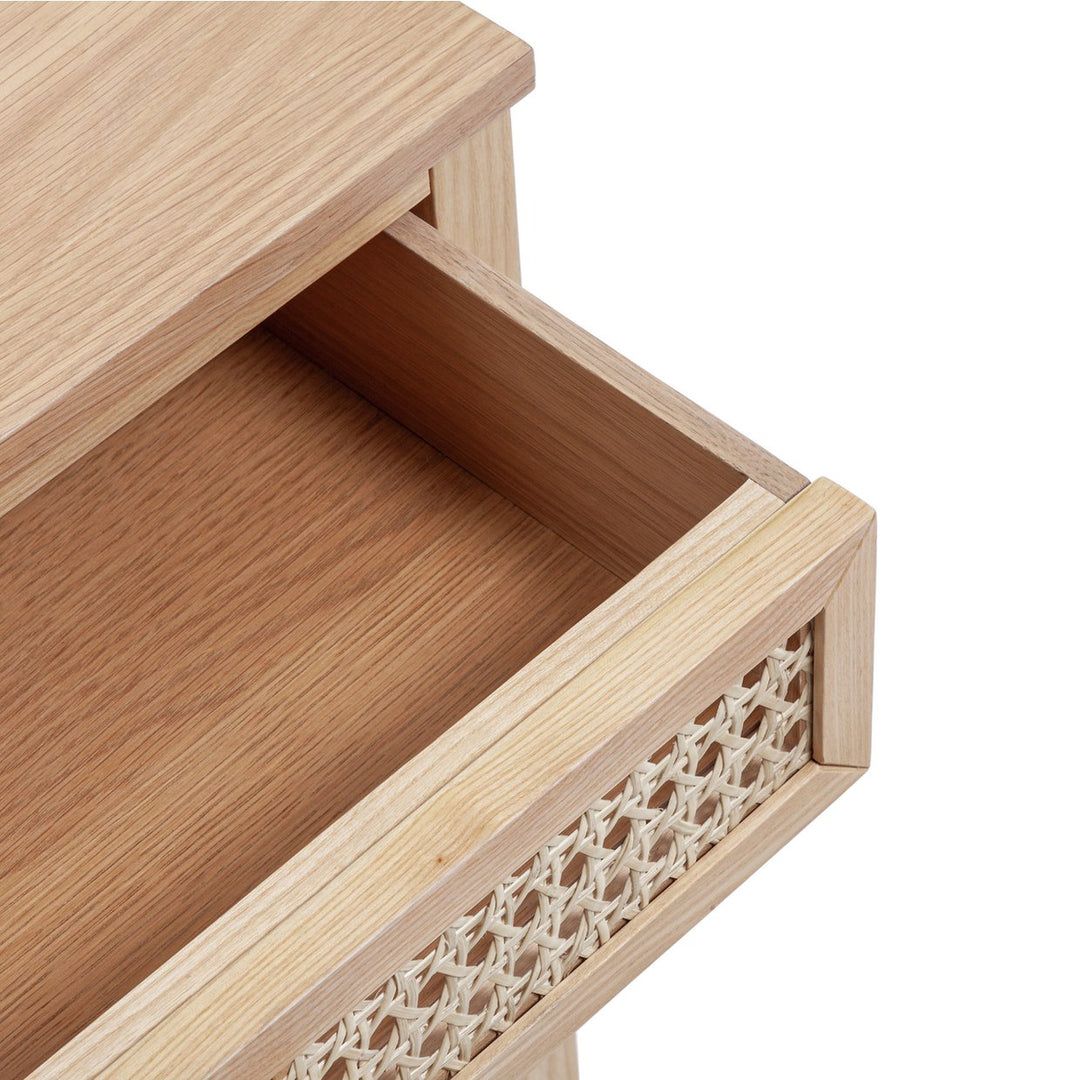 Habitat Mornington Rattan 1 Drawer Bedside Table - Oak