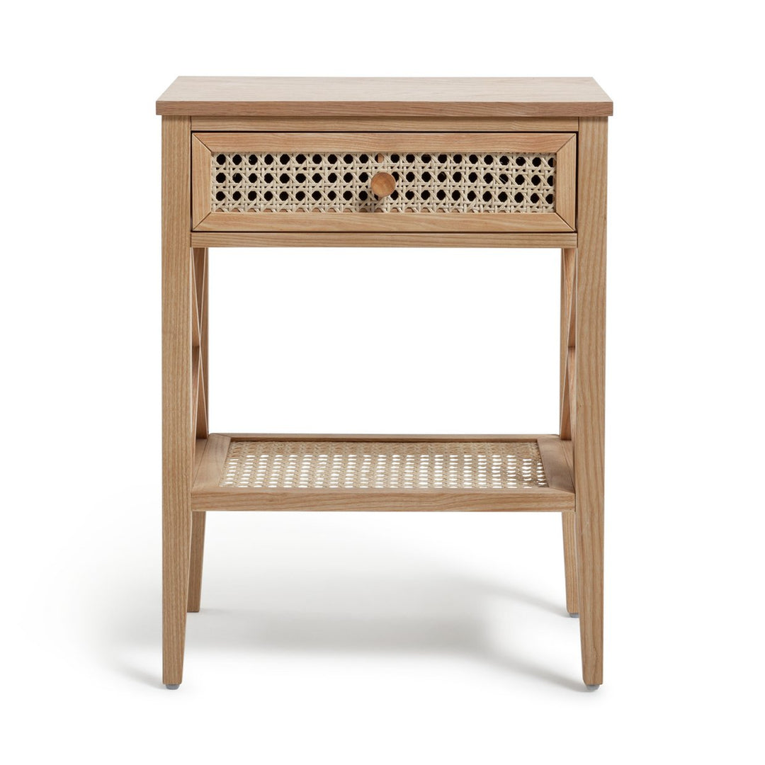 Habitat Mornington Rattan 1 Drawer Bedside Table - Oak