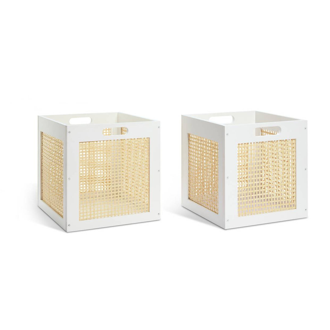 Habitat Set of 2 Rattan Square Boxes - White
