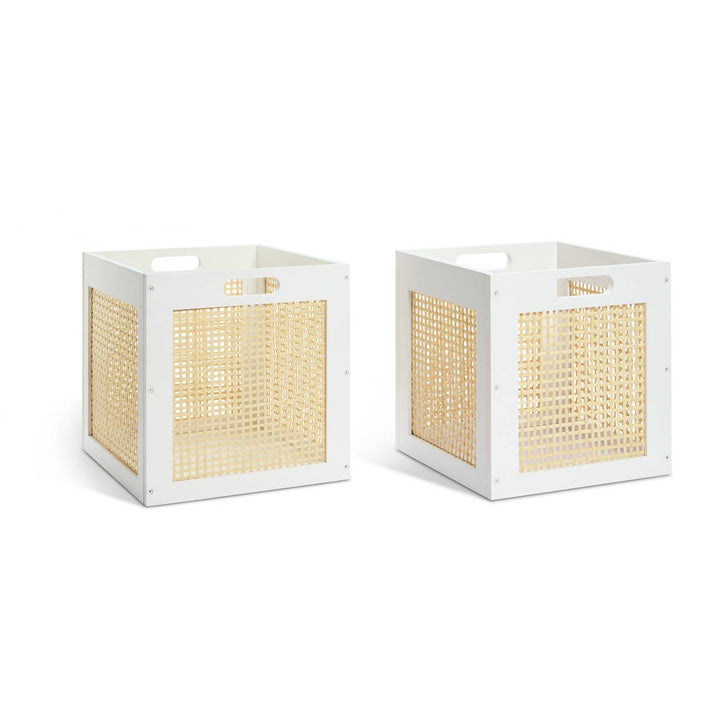 Habitat Set of 2 Rattan Square Boxes - White