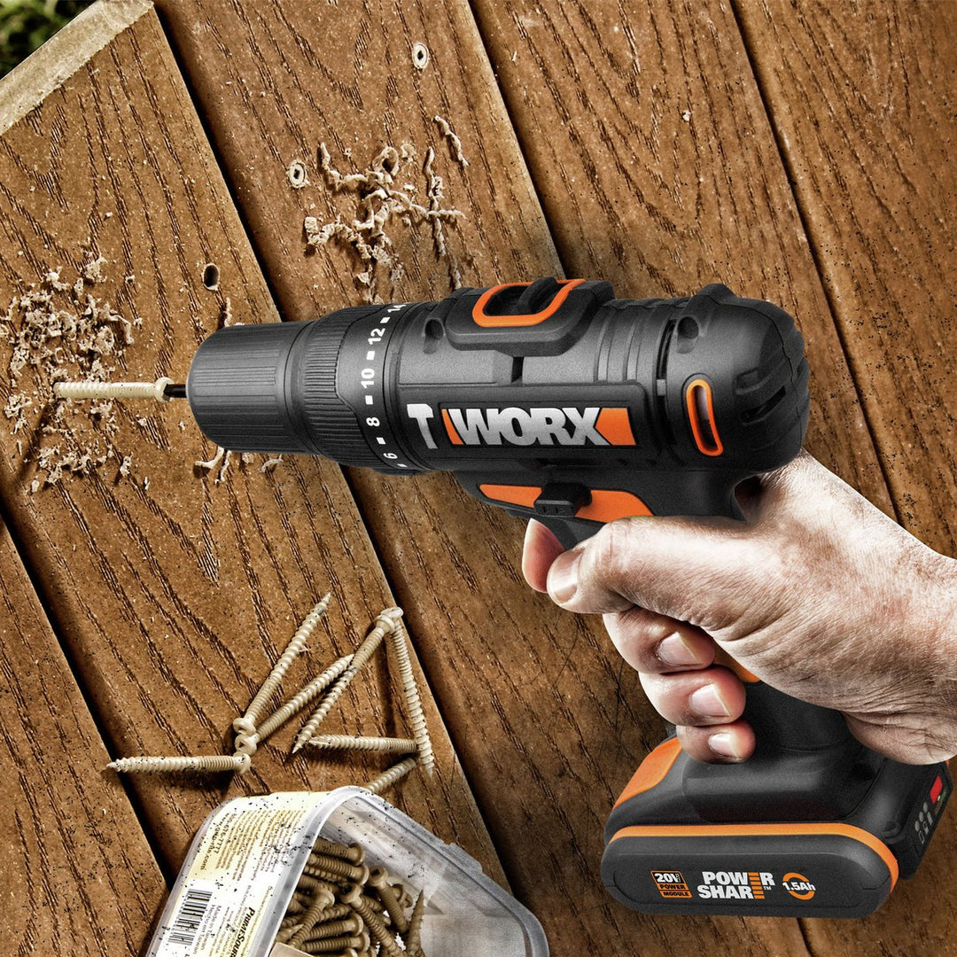 WORX WX386.4 18V 20V MAX Cordless Hammer Drill 50pc Set