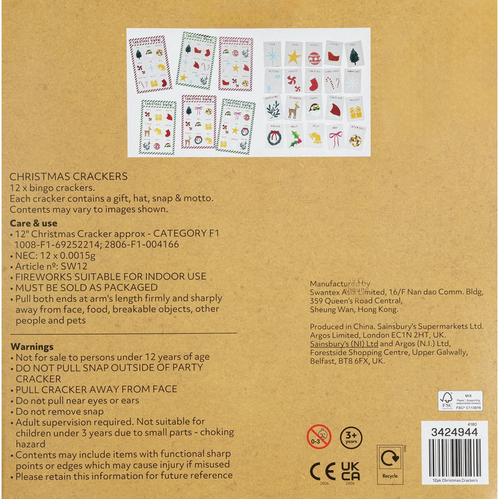 Home Pack of 12 Novelty Santa Head Christmas Crackers