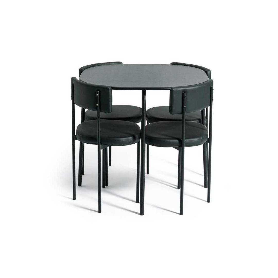 Habitat Jayla Metal Black Dining Table & 4 Black Chairs