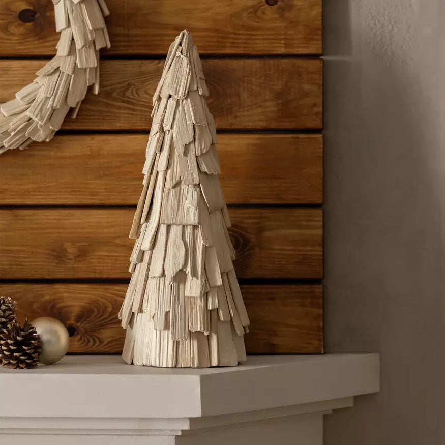 Habitat Whitewash Wooden Tabletop Tree Christmas Decoration