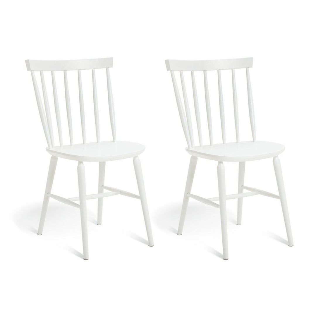 Habitat Talia Pair of Solid Wood Dining Chairs - White