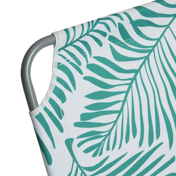 Habitat Global Leaf Folding Metal Sun Lounger - Green &amp; White