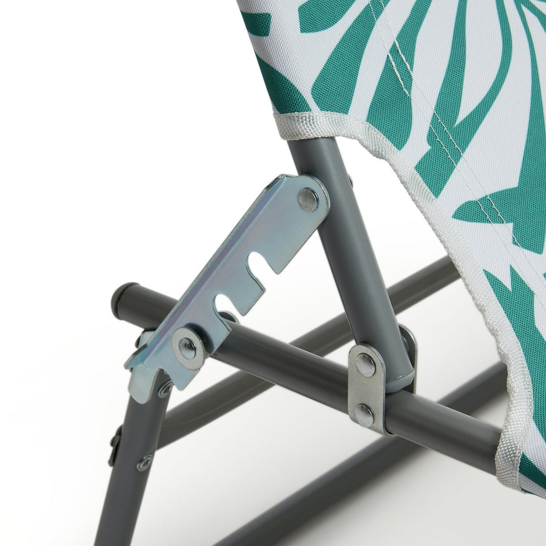 Habitat Global Leaf Folding Metal Sun Lounger - Green &amp; White