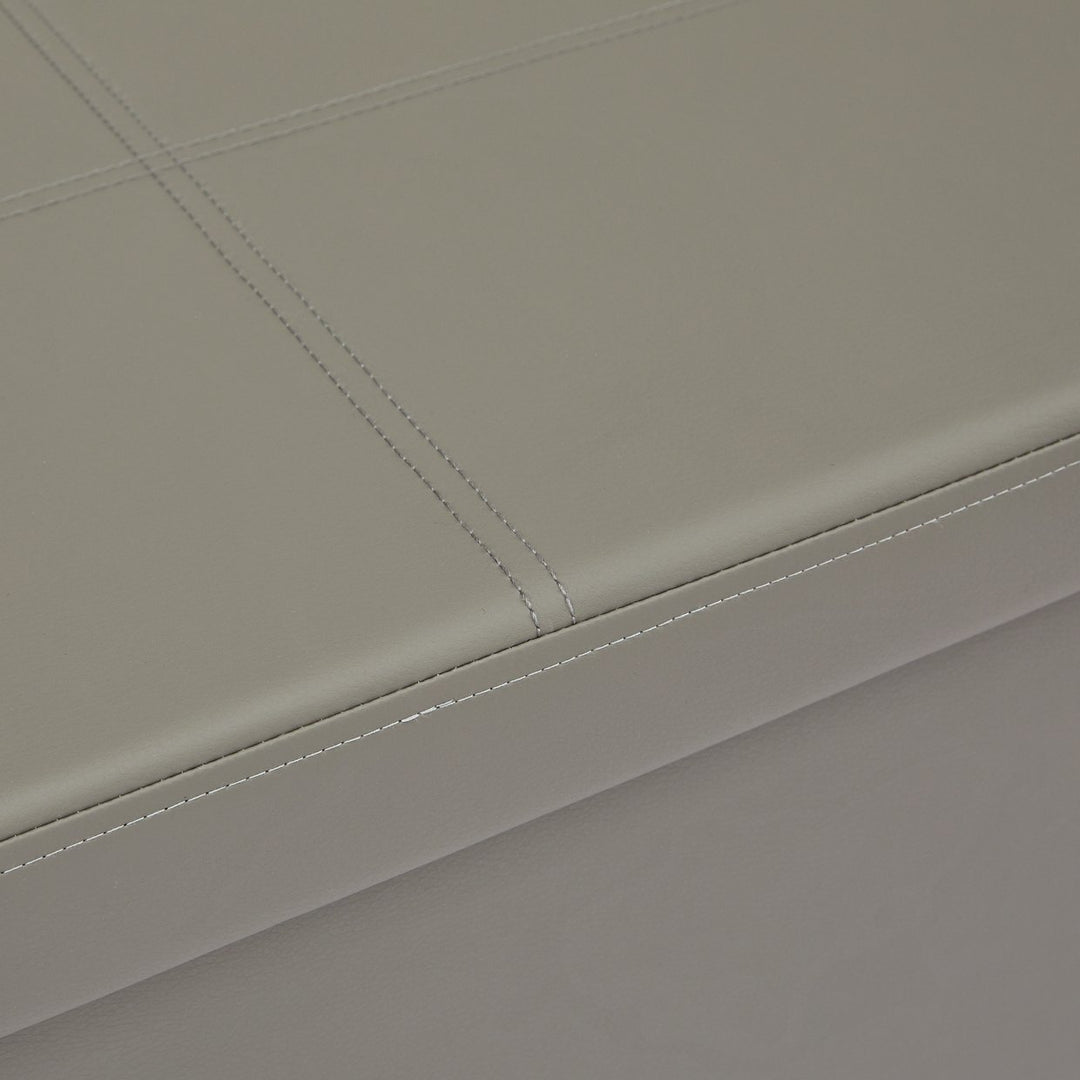 Home Ashton Large Faux Leather Stitched Ottoman - Grey