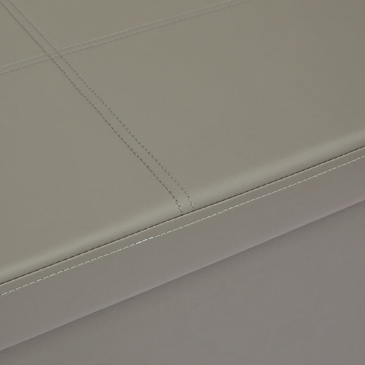 Home Ashton Large Faux Leather Stitched Ottoman - Grey