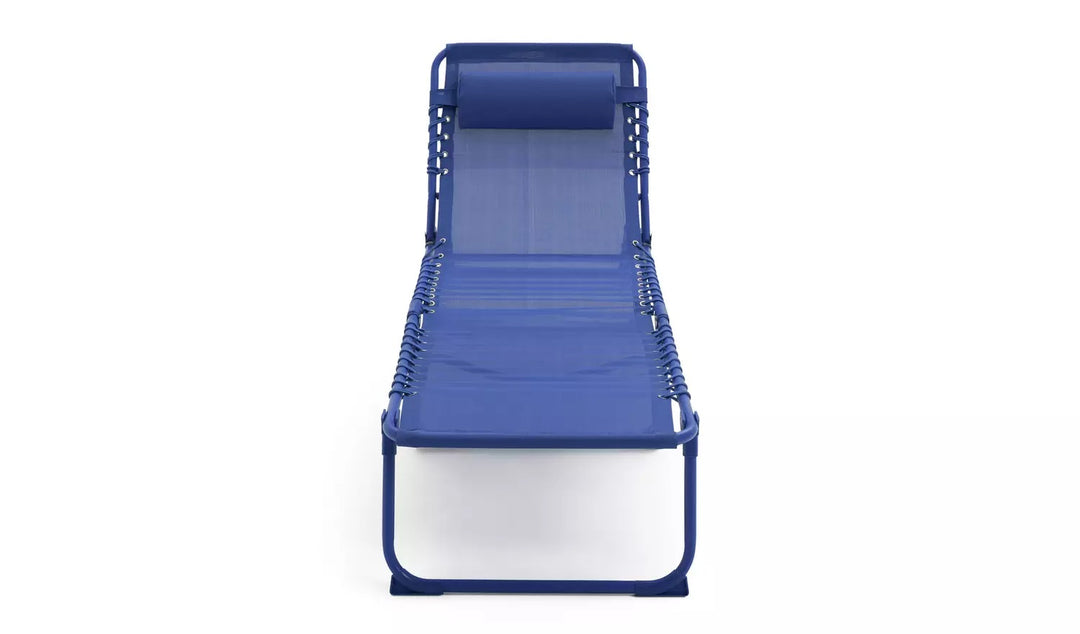 Home Set of 2 Folding Metal Sun Loungers - Blue