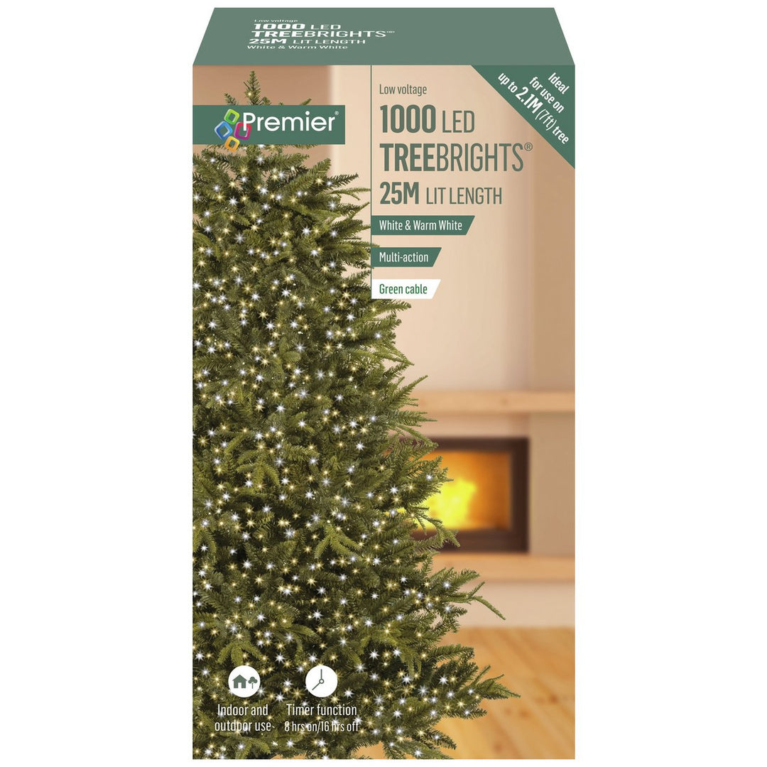 Premier Decorations 1000 White LED Christmas Tree Lights