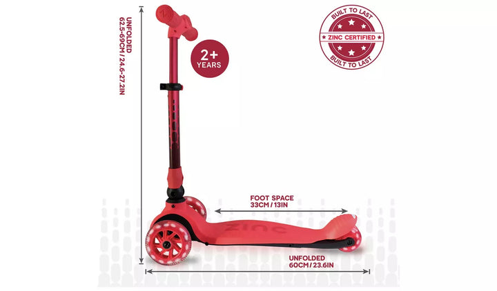 Zinc Flyte Folding Tri Scooter - Maple Red