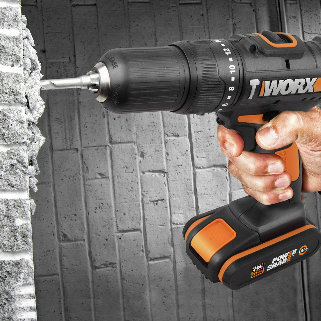WORX WX386.4 18V 20V MAX Cordless Hammer Drill 50pc Set
