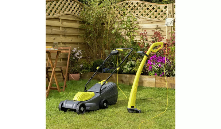 Challenge Corded 32cm Rotary Lawnmower 1000w & 22cm Grass Trimmer