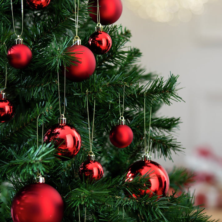 Home Pack of 49 Christmas Tree Baubles Decoration - Red