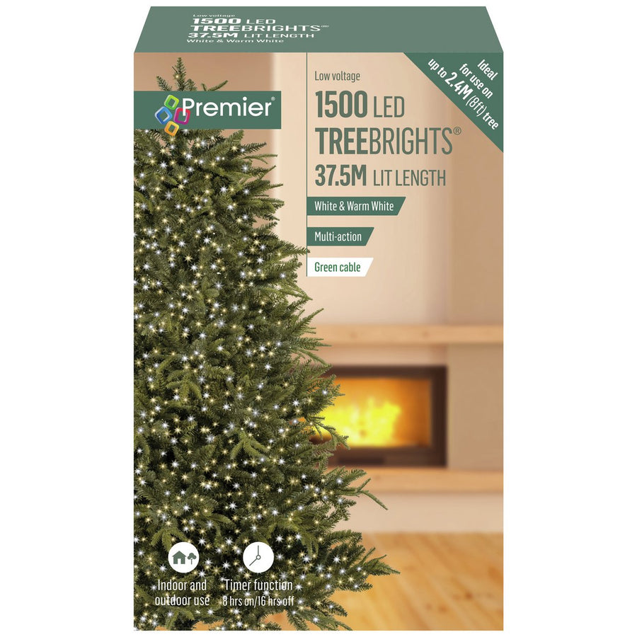 Premier Decorations 1500 White & Warm White LED Christmas Tree Lights