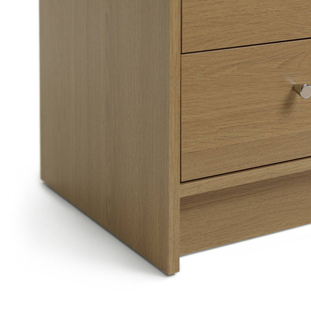 Home Malibu 3 Drawer Bedside Table - Oak Effect
