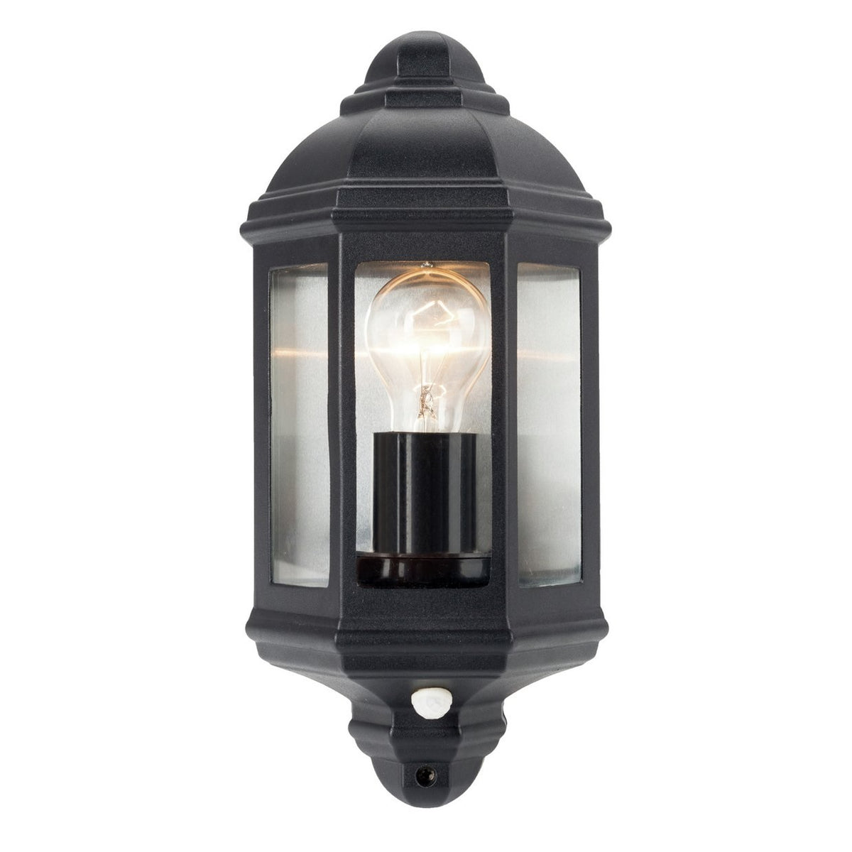 Luceco Three Panel Coach Lantern with PIR Sensor - Black