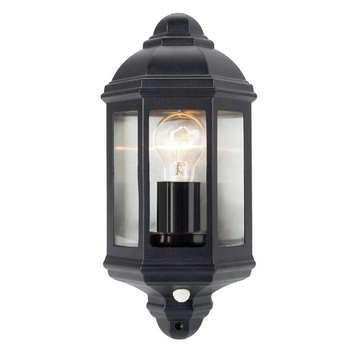 Luceco Three Panel Coach Lantern with PIR Sensor - Black