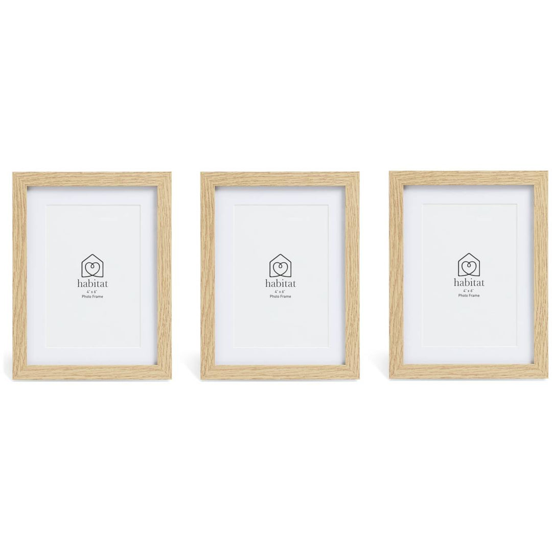 Habitat 3 Pack Oak Effect Wooden Picture Frames