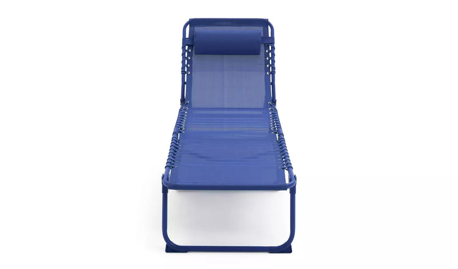 Home Folding Metal Sun Lounger - Blue