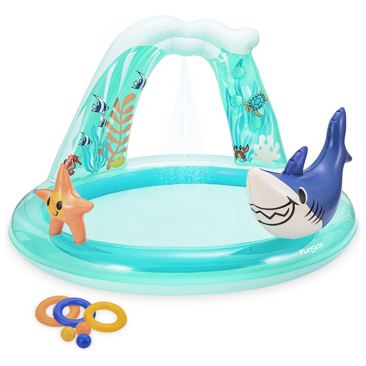 Funsicle 5.8ft Shark Play Centre Paddling Pool - 97L