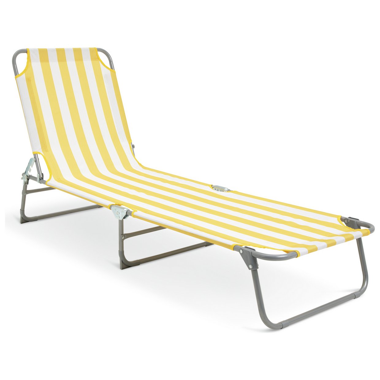 Habitat Folding Metal Sun Lounger - Yellow & White