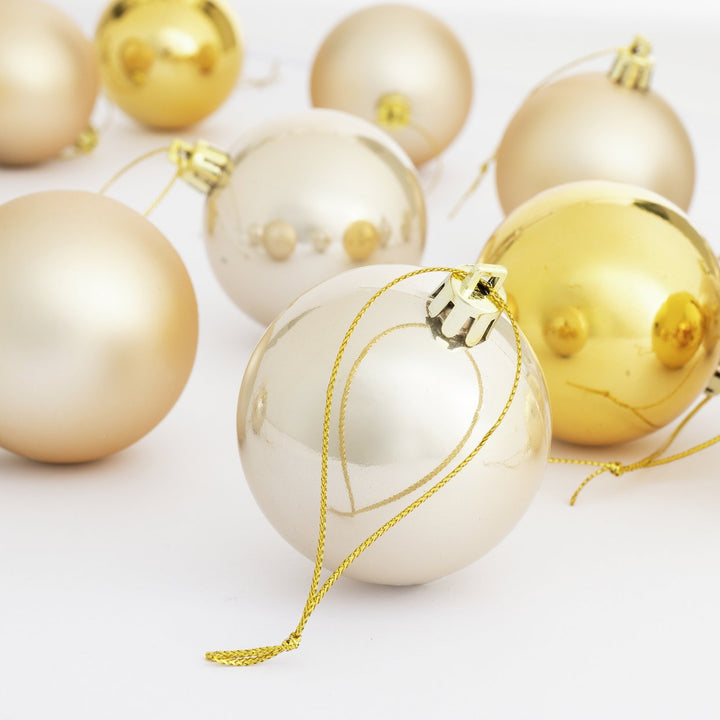 Home Pack of 24 Shatterproof Christmas Baubles - Gold