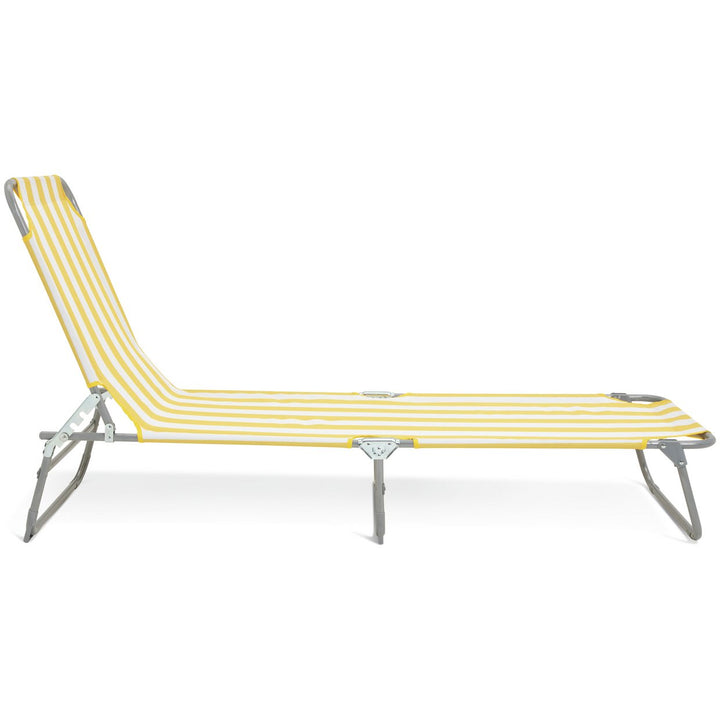 Habitat Folding Metal Sun Lounger - Yellow &amp; White